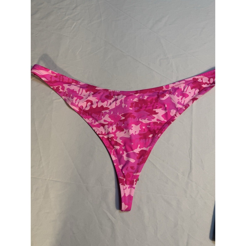Skims Recycled Swim Pink Camo Thong Bikini Bottom 4X NWT